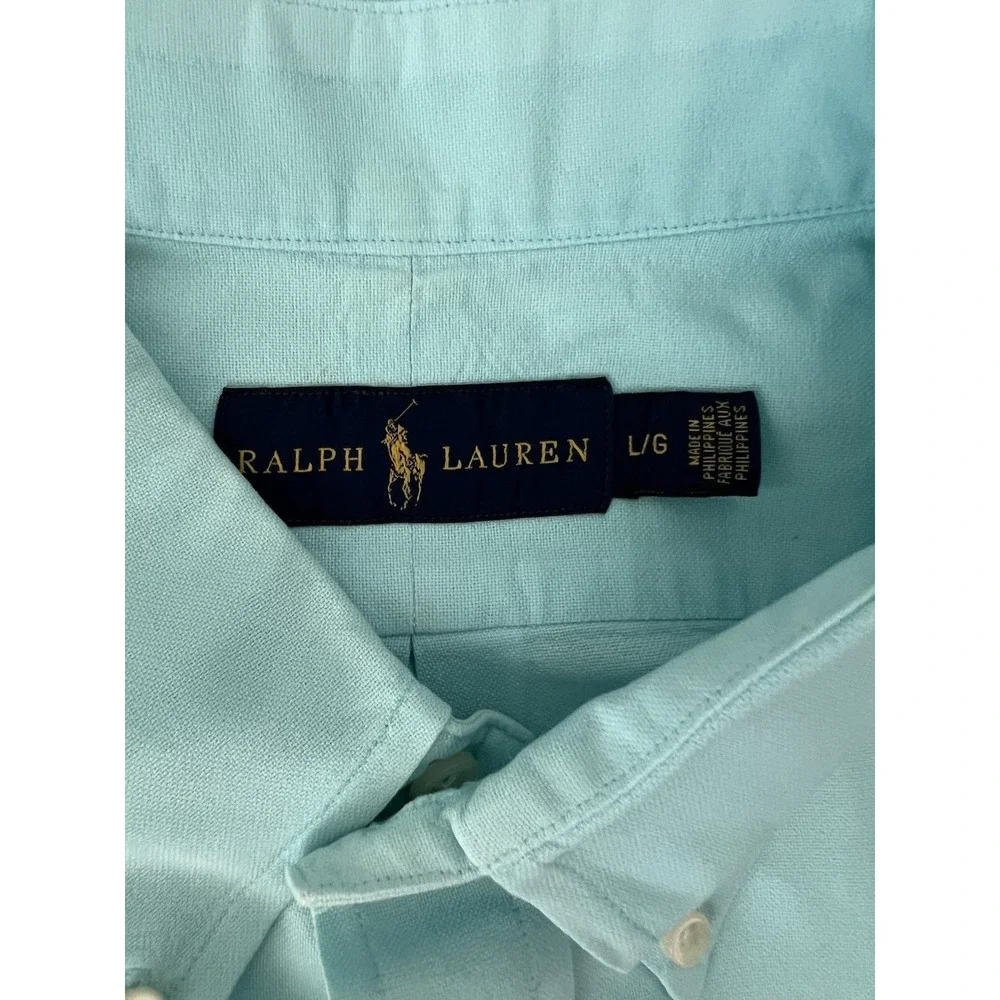 Lot Of 2 LARGE Polo Ralph Lauren Men's Cotton Oxford Button Down Shirts Aqua